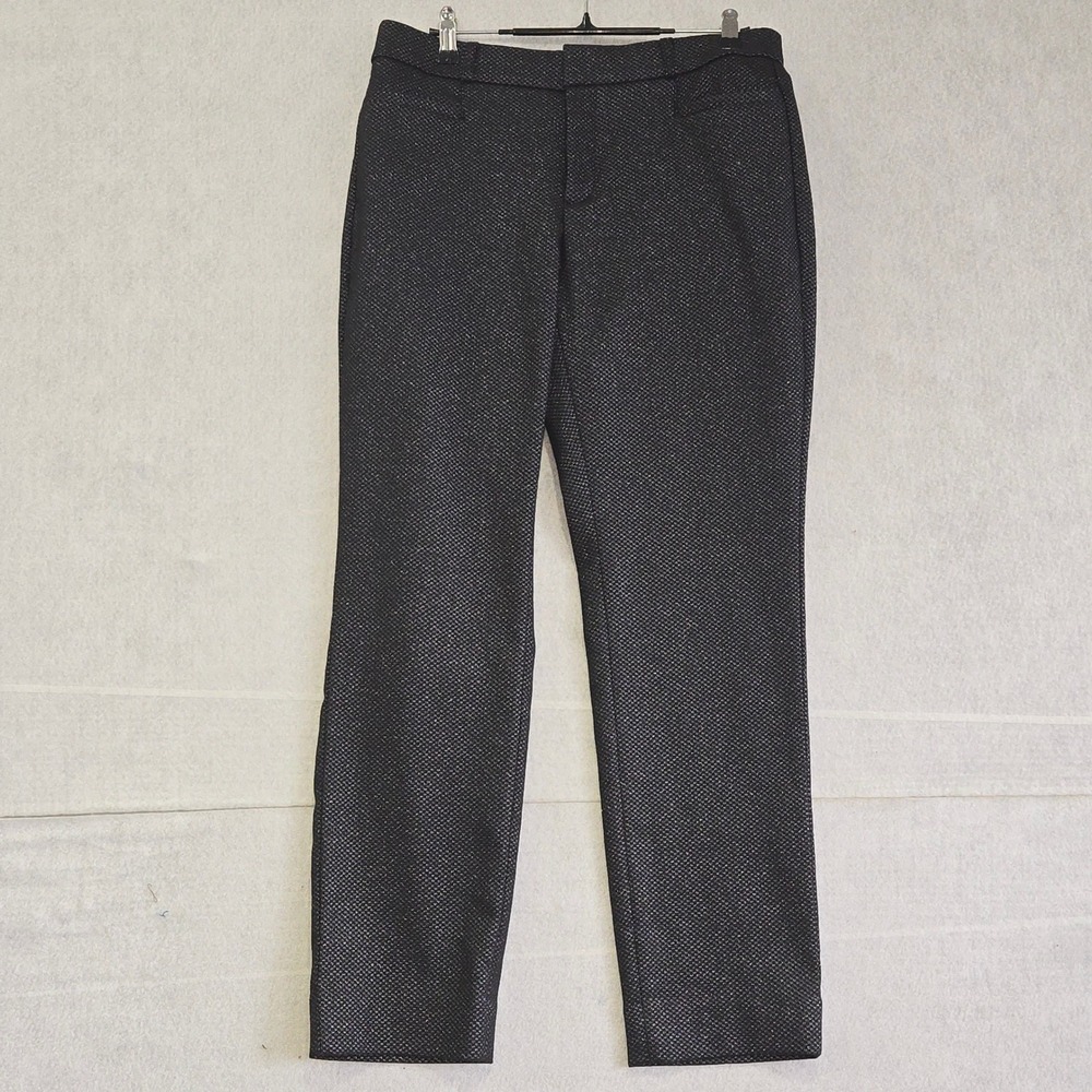 Banana Republic Sloan Curvy Fit Pants Women 4 Black Metallic Textured Ankle Slim